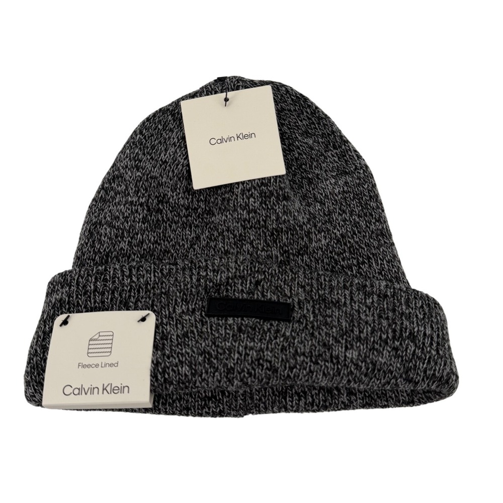 Calvin Klein Fleece Lined Knit Beanie Hat Gray - One Size - NWT - Winter